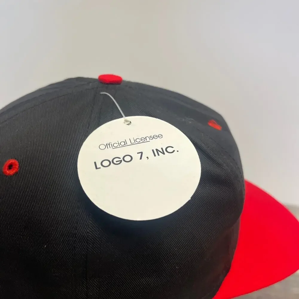 Vintage 90s Competitor Chicago Blackhawks Black Red Fits All NHL Hockey‎ Hat Cap